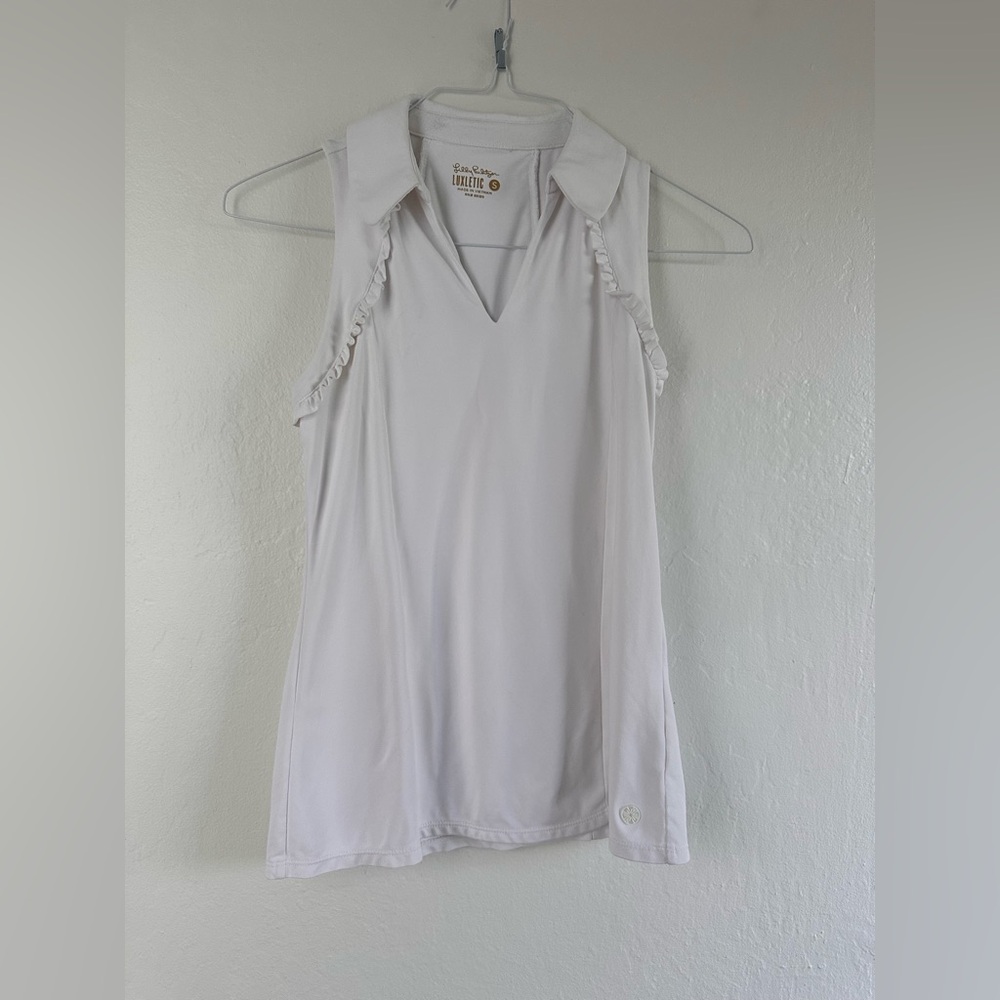 LILY PULITZER UPF 50+ Luxletic Martina Polo Top | white, size: small
